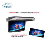 15.6 inch motorized flip down car monitor with mobile mirror link iso/TS automatic car roof mount DVD monitor